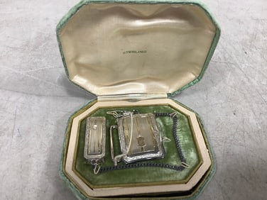 Sterling Belt Buckle, and Chain