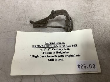 Ancient Roman Bronze Fibular or Toga Pin (c. 1st-3rd century a.d.)