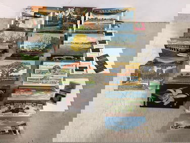 Various postcards, rainbow color picture slides, and more