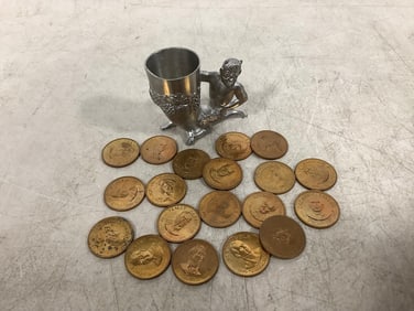 Presidential coins with descriptions on back and