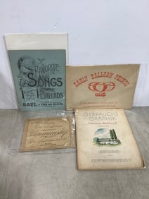 Vintage music book, early balloon prints, and more