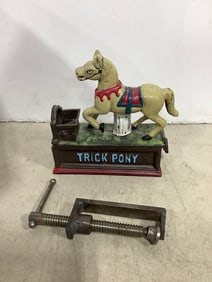 Cast iron Trick Pony bank and clamp