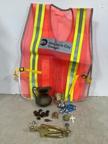 Brass doorknocker, vintage pitcher, NYC transit vest, and more