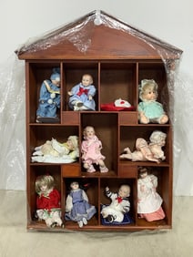 Vintage dolls in case(18in.x26in.x4in.)