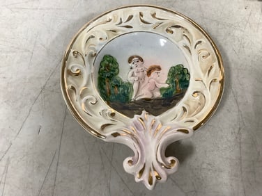 Vintage Capodimonte Nudes Porcelain Plate Italy - 1800s