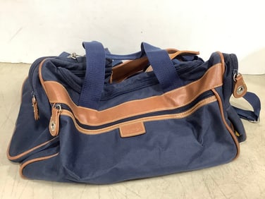 Vintage Nautica Duffle Canvas & Leather Travel Bag