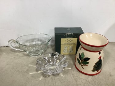 Lenox poppies on blue barnyard collection,ceramic candle holder(5.5in.tall), and more
