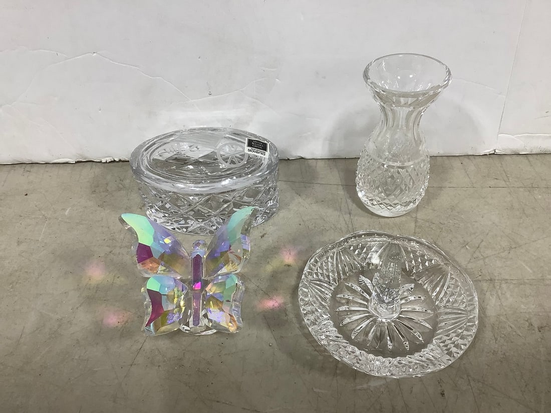 Simon Design glass butterfly, Miller Rogaska handmade crystal glass jar, and more(4in.tallest) (1 of 1)