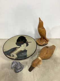 Wooden decor, decorative plate, and more (11.5in.tallest)