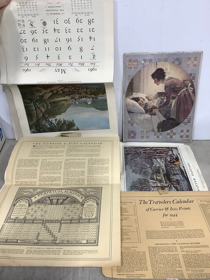 The Traveler's Calendar Currier & Ives prints and Norman Rockwell print (1 of 1)