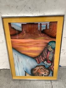 Amado M. Pena framed art print(18.5in.x24.5in.-frame slightly cracked)
