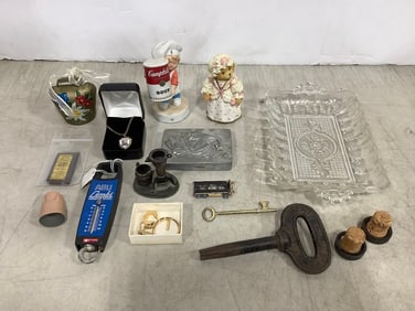 Taz plaque, Campbell's soup statue, vintage trinkets, and more