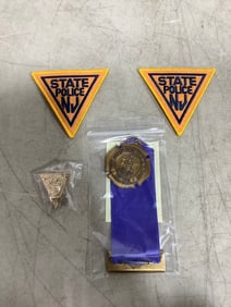 NJ state police collar pin, badges, and more