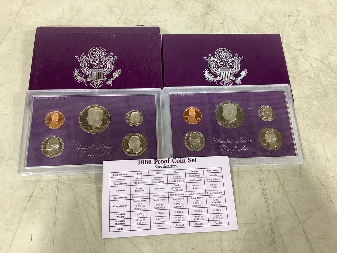 1985 and 1986 U.S. proof coin sets (1 of 1)