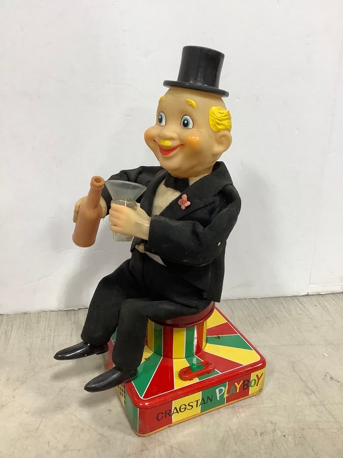 Cragstan Playboy vintage animated tin toy: Cragstan Playboy vintage animated tin toy