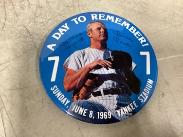 Mickey Mantle Pin with Signature