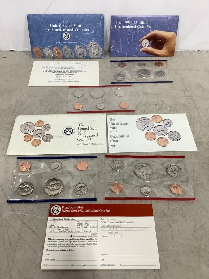 1991 and 1992 United States Mint Uncirculated Coin Sets (1 of 1)