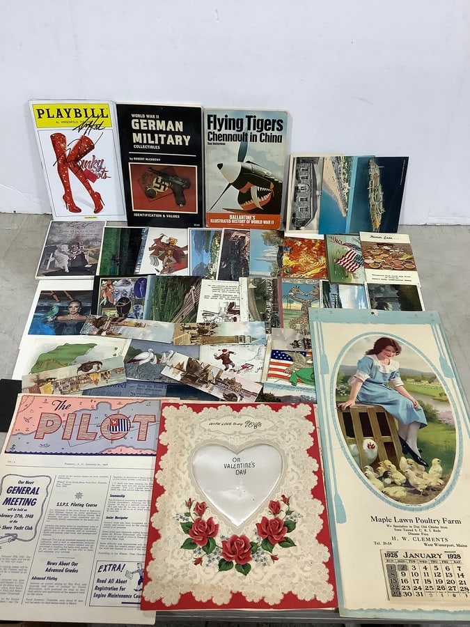 Vintage ephemera(postcards, WWII German military book, 1928 calendar, and more) (1 of 1)