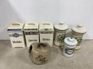 Ceramic kitchen containers and vase(5.75in.tall)