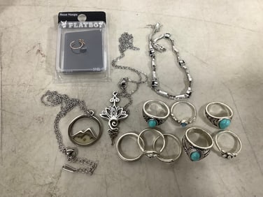 Playboy nose ring(new in package), various rings, and more
