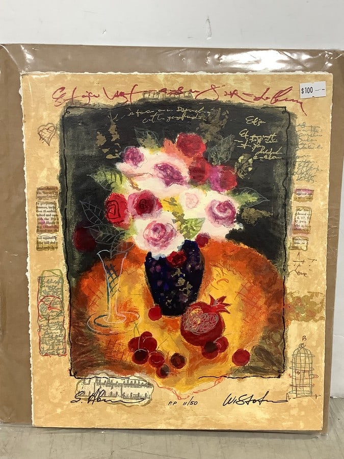 Floral Art Print Signed By Alexander Galtchantsky (10inx12in): Floral Art Print Signed By Alexander Galtchantsky (10inx12in)
