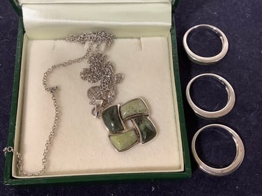 Sterling Silver Necklace, and Rings