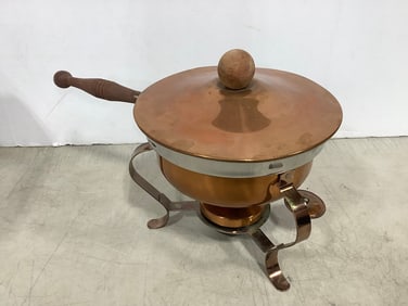 Vintage copper chafing dish with lid