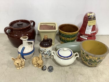 Stoneware Jug, Planters, Ceramic Bunny Statues, and more