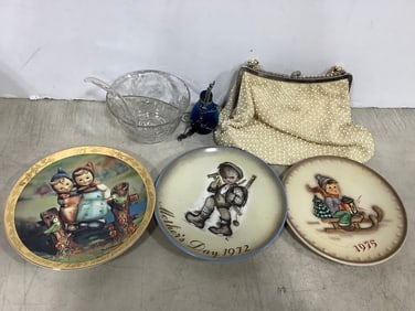 Decorative Ceramic Goebel Plates, Vintage Beaded Bag, and more