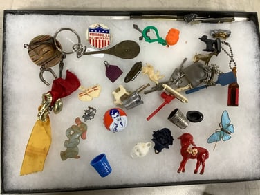 Vintage Keychains, Pins, and more
