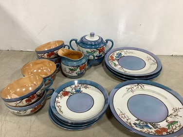 Handpainted tea set(pitcher, plates, cups-5in.tallest)