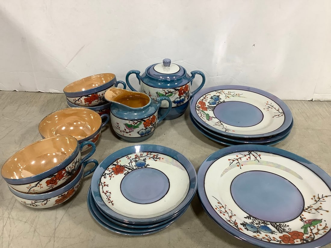 Handpainted tea set(pitcher, plates, cups-5in.tallest) (1 of 1)