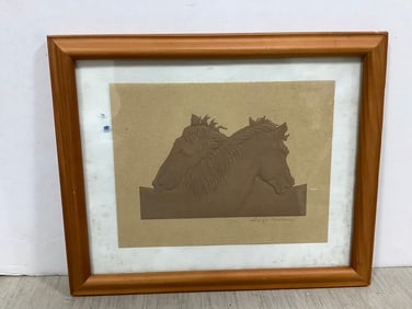 Framed and signed horse artwork(9in.x11in.)