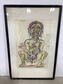 Framed Hand Drawn Original Artwork Signed by Peter Passuntino (6inx24.5in)
