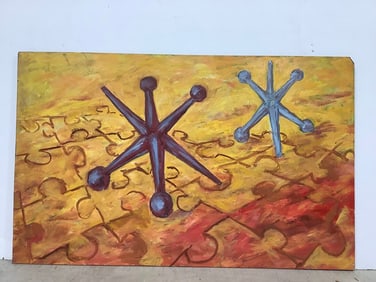 Abstract Painting on Board (21.5inx34in)