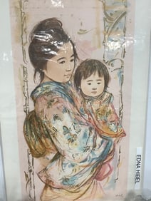 Childrens Day' Art Print Signed by Edna Hibel with COA (18.5inx30in)