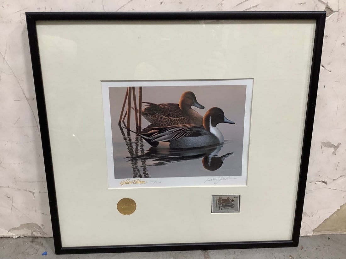 Framed 1982 Phil Scholer Duck Stamp and Print (17inx18in) (1 of 2)