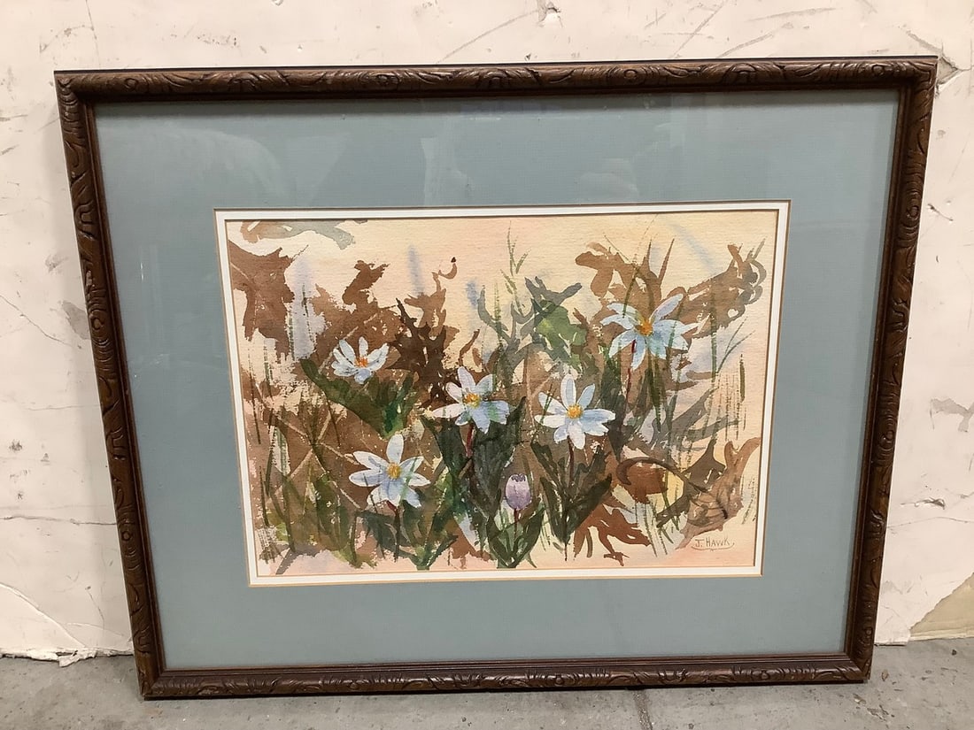 Framed Watercolor Artwork signed Joyce Hawk (17inx21in) (1 of 2)
