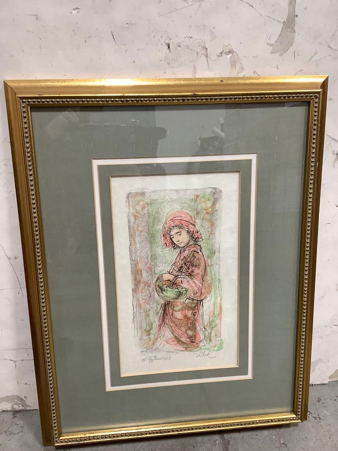 Framed Mildred Lithograph Art Print by Edna Hibel (17inx21in) (1 of 3)