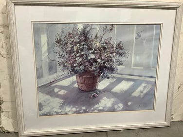 Framed Watercolor Artwork Signed Michael Longo (28inx28in)