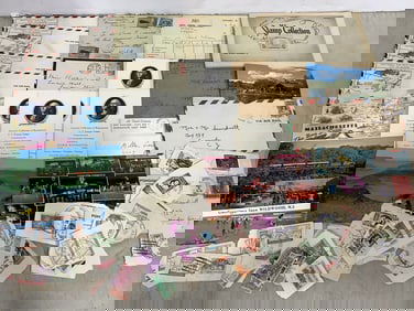 Vintage air mail envelopes, stamps, and more