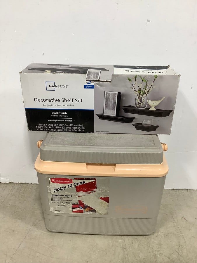 Rubbermaid 2.5 gallon cooler and 3 pc decorative shelf set (1 of 1)