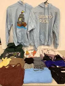 Women's clothing(Virginity Rocks hoodie, tshirts, romper, and more-various sizes)