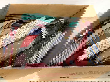 Large box of vintage name brand ties