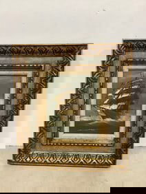 Framed ship artwork(15.5in.x17.5in.)