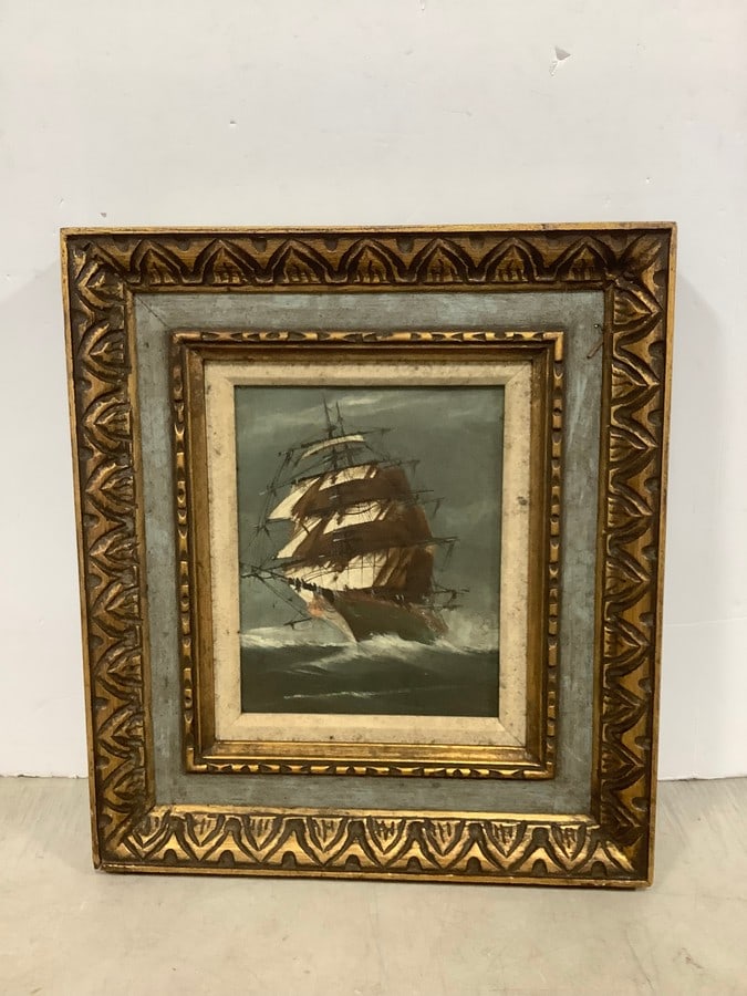 Framed ship artwork(15.5in.x17.5in.) (1 of 1)