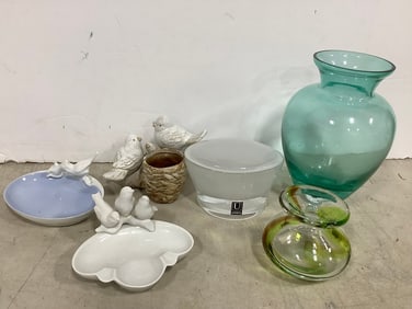 Glass Vases, Ceramic Bird Decor, and more (Tallest - 8.5in)