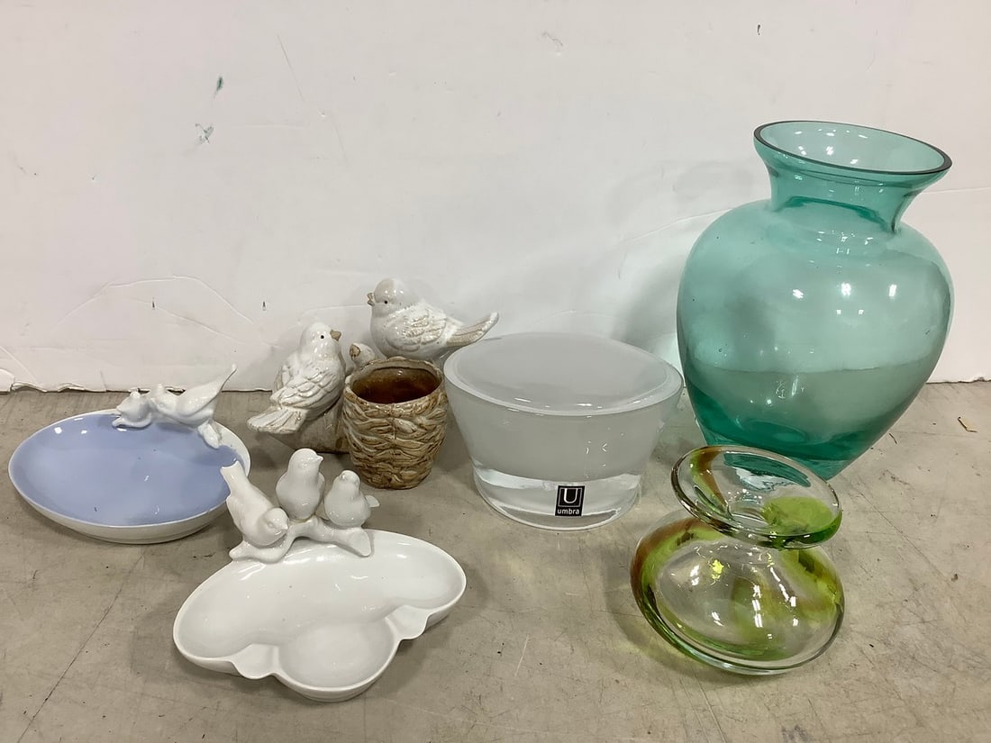 Glass Vases, Ceramic Bird Decor, and more (Tallest - 8.5in) (1 of 1)