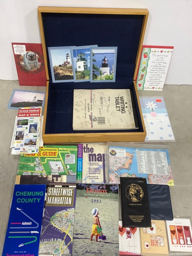 Wooden Case with Maps, Holiday Cards, and more: Wooden Case with Maps, Holiday Cards, and more