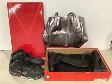 Nike Sneakers (Size: 10.5), Black Boots (Size: 7.5m), and more